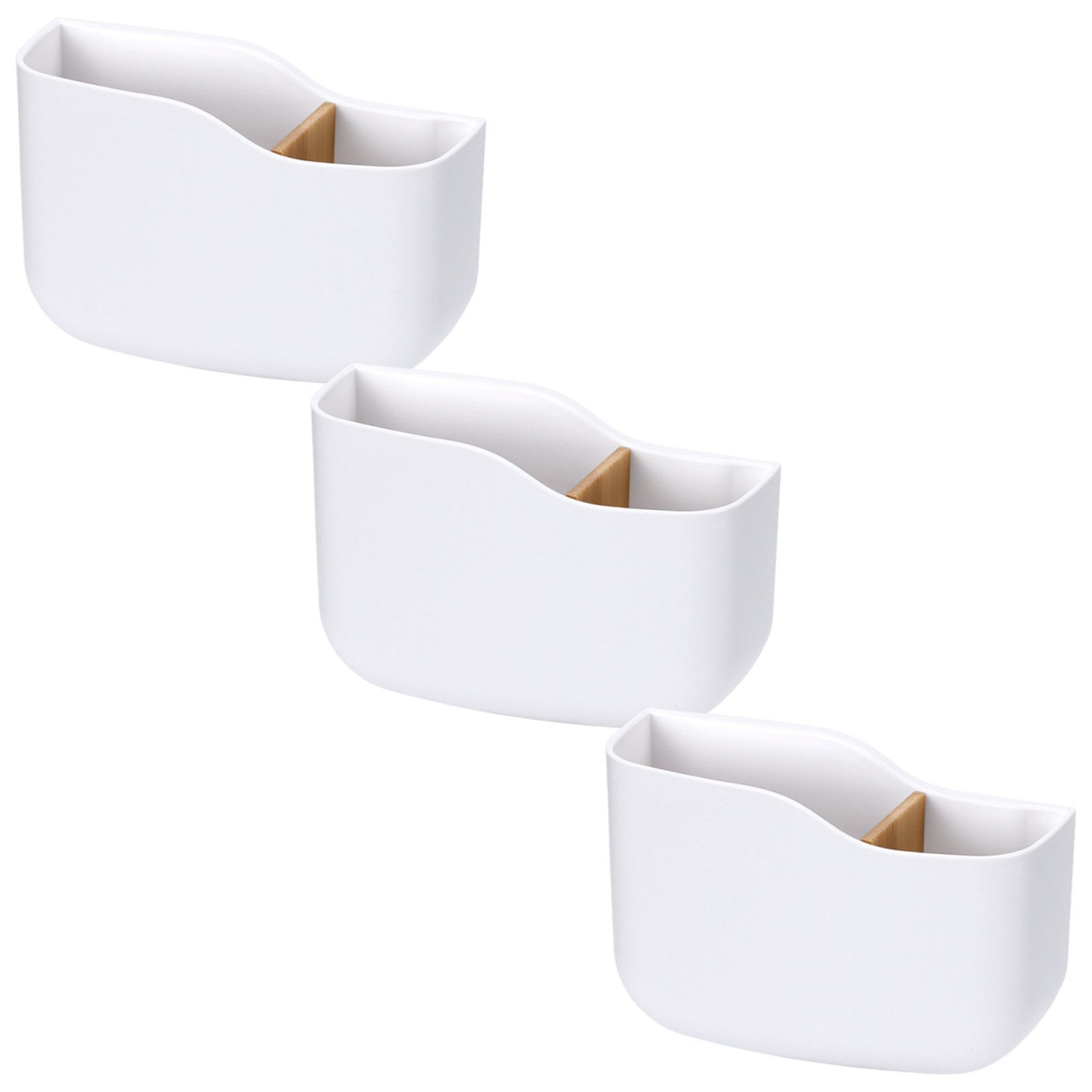Food Storage And Organizer - ชุด 3 ชิ้น ที่เก็บรีโมทคอนโทรลแบบติดผนัง กล่องจัดระเบียบแบบมีกาวในตัว ไม่ต้องเจาะ