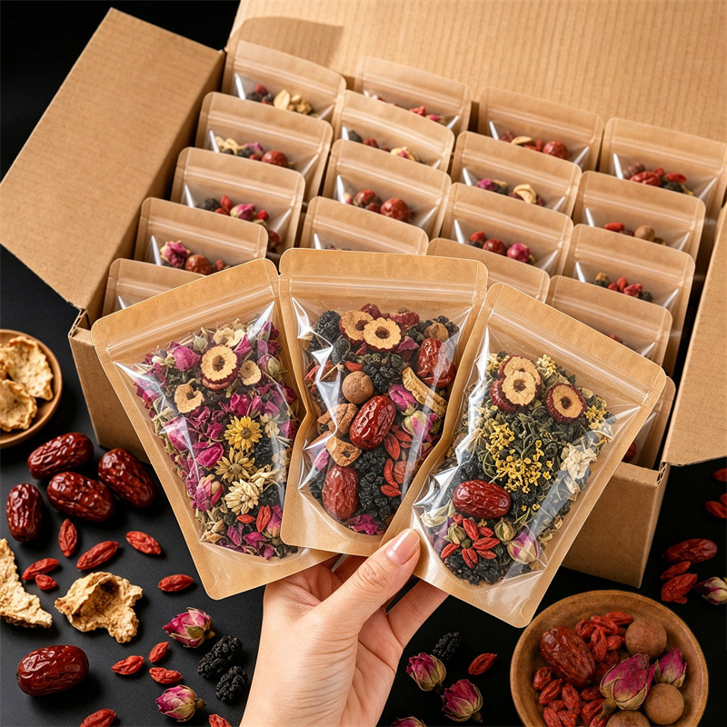 Food Storage Zipper - ถุงกระดาษคราฟท์ใส 100 ชิ้น สำหรับบรรจุอาหาร เกรดสำหรับอาหาร ผลไม้