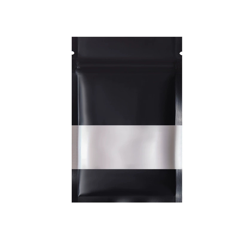 Food Storage Bags Zip Lock Pouch - ถุงซิปล็อคแบบกันกลิ่นสำหรับบรรจุผงกาแฟและสมุนไพร ขนาดเล็ก สีดำด้าน จำนวน 50 ชิ้น
