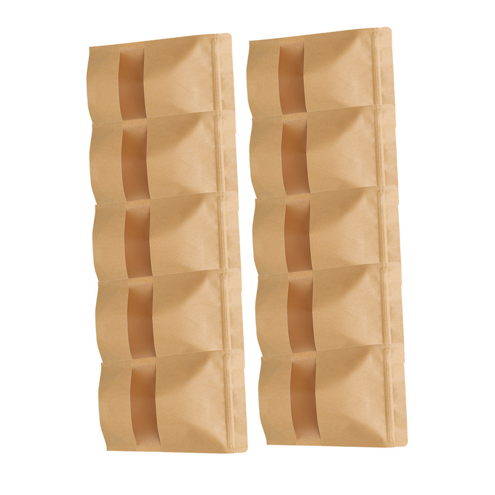 Food Storage Zipper - 50 ชิ้น ถุงซิปล็อคตั้งได้ ทำจากกระดาษคราฟท์ เป็นมิตรต่อสิ่งแวดล้อม มีหน้าต่างใส
