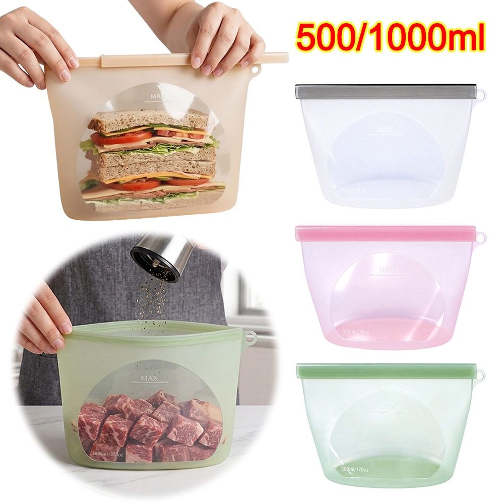 Food Storage Ziploc Bags - ถุงซิลิโคนถนอมอาหาร ถุงบรรจุภัณฑ์อาหารกันความชื้น ถุงซิปล็อคแบบใช้ซ้ำได้ ถุงซีลแช่แข็งผลไม้