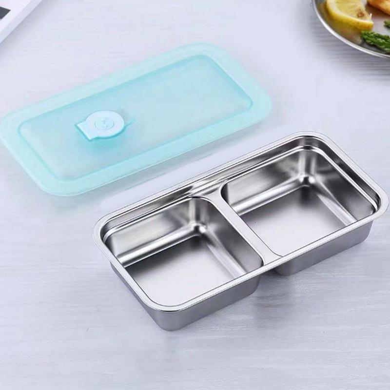 Food Storage Safe - 304 สแตนเลสกล่องเบนโตะอาหารกลางวันเดี่ยว/คู่ช่องคอนเทนเนอร์ขนมแบบใช้ซ้ําได้ Leak-proof ตู้เย็นอาหาร