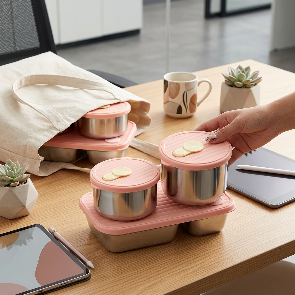 Food Storage Safe - กล่องอาหารกลางวันสแตนเลส 304 ใช้กับไมโครเวฟได้ ชุดกล่องเบนโตะ สำหรับเตรียมอาหาร กล่องเก็บอาหาร