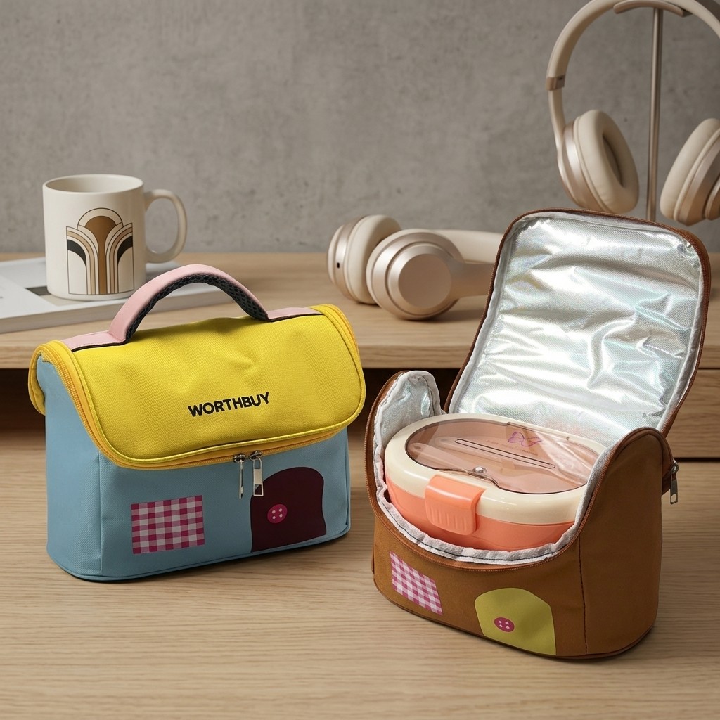 Food Storage Zipper - กระเป๋าเก็บอุณหภูมิสำหรับใส่อาหารแบบมีซิป ความจุขนาดใหญ่ กระเป๋าเก็บความร้อนกันน้ำ สำหรับผู้หญิง เด็ก นักเรียน