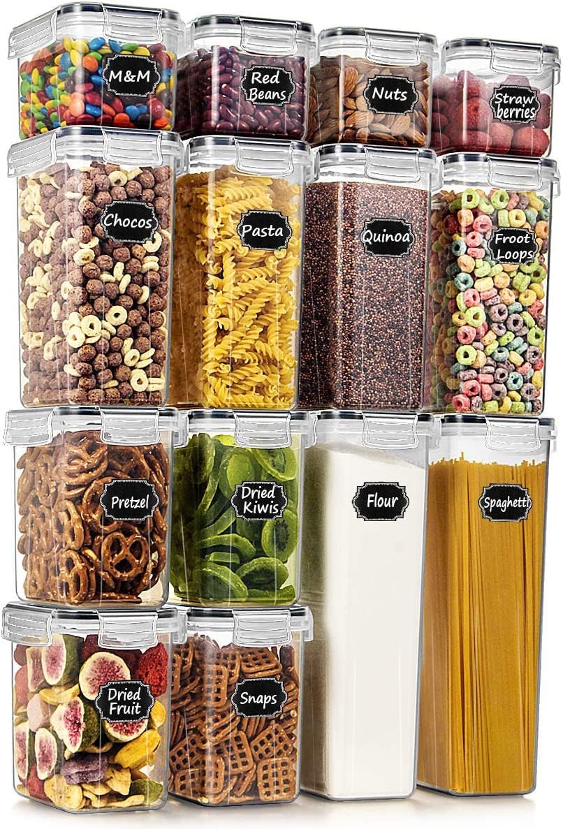 Food Storage Acrylic Containers - ชุดกล่องเก็บอาหารสุญญากาศ 14 ชิ้น พร้อมป้ายและปากกา