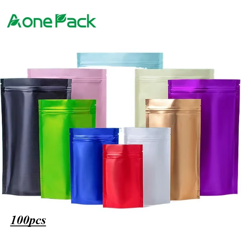 Food Storage Bags Zip Lock Pouch - 100 ชิ้น Custom Matt สําเร็จรูปเมล็ดบรรจุภัณฑ์ถุงพลาสติก ZipLock