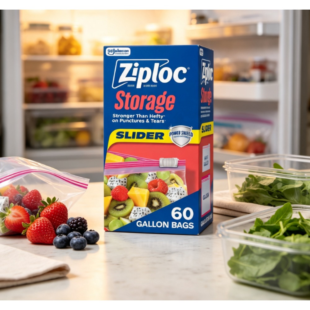 Food Storage Ziploc Bags - ซิปล็อค ® ถุงเก็บอาหารแบบสไลเดอร์ ขนาดแกลลอน ยี่ห้อ Power