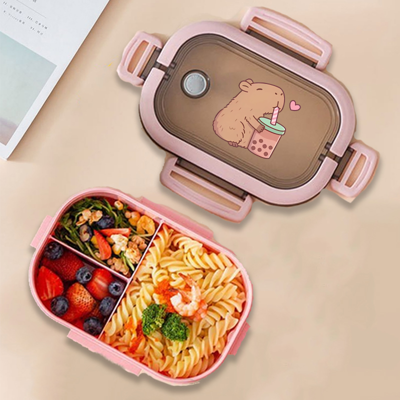 Food Storage And Organizer - กล่องข้าวกลางวันลายคาปิบาร่า ลายการ์ตูนอนิเมะ กล่องเก็บอาหารสำหรับเด็ก กล่องอาหารกลางวันสำหรับเด็กนักเรียน ปิกนิก กล่องอาหารกลางวันสำหรับเด็กชายและเด็กหญิง