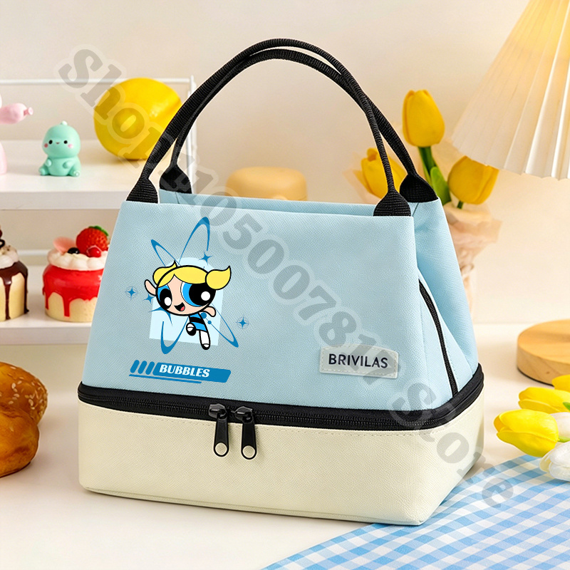 Food Storage Zipper - กระเป๋าเก็บอาหารลายการ์ตูนพาวเวอร์พัฟเกิร์ลส์น่ารัก พร้อมซิป กระเป๋าเก็บความร้อน กระเป๋าใส่ของ กระเป๋าถือลำลอง ของขวัญ