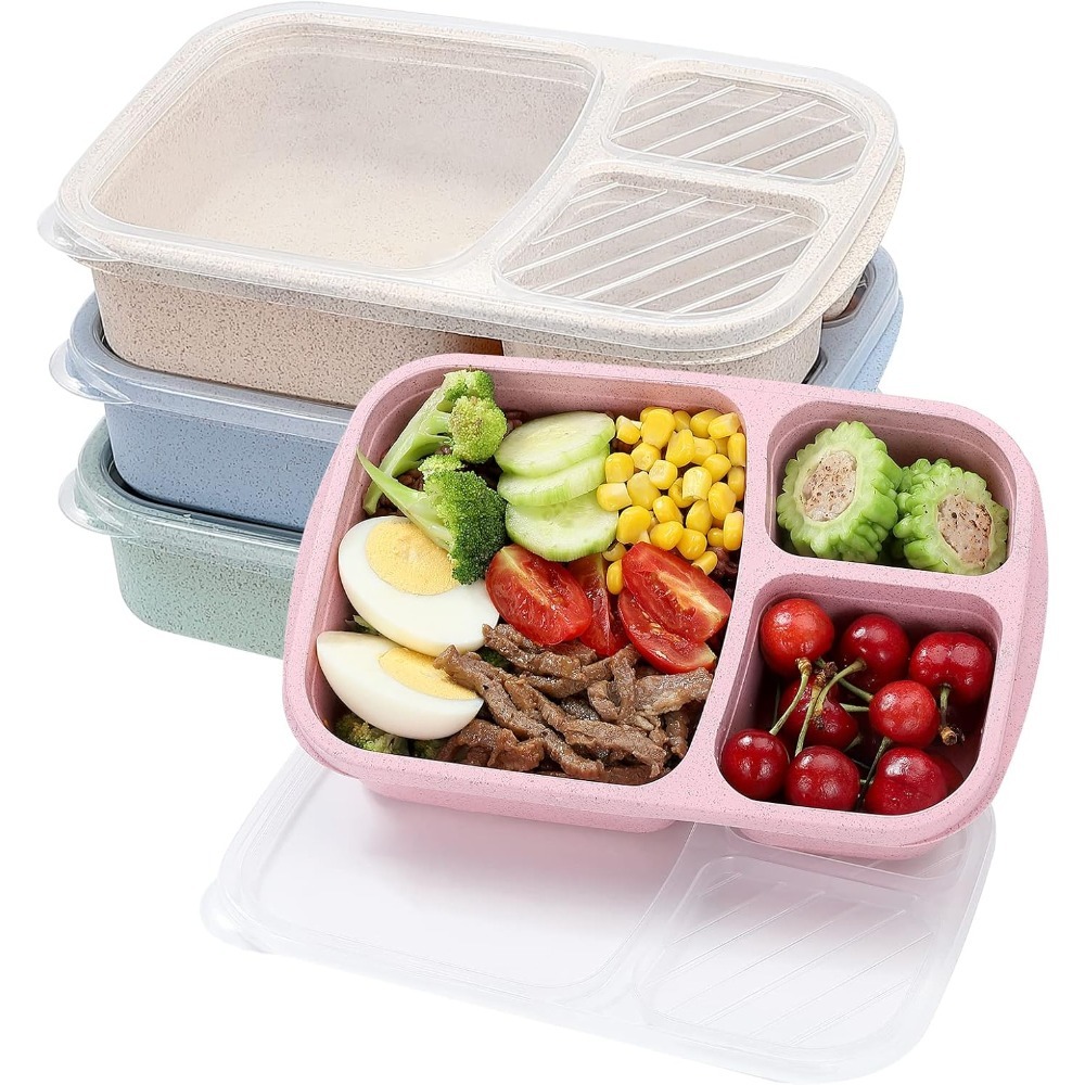 Food Storage Safe - กล่องเบนโตะ 1 กล่องกล่องอาหารกลางวันสําหรับเด็กและผู้ใหญ่ภาชนะเก็บอาหารแบบใช้ซ้ําได้กล่องอาหารกลางวัน 3 ช่องสําหรับงานโรงเรียนและการเดินทาง