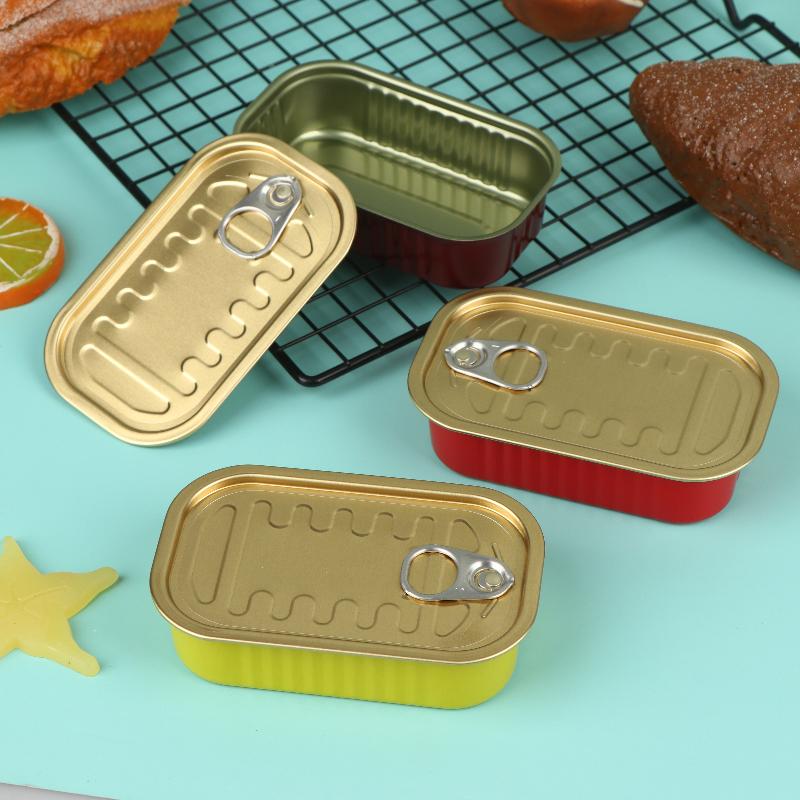 Food Storage And Organizer - กล่องโลหะขนาดเล็กแบบปิดผนึกสำหรับใส่อาหาร 2 ชิ้น พร้อมฝาปิดแบบดึงเปิด กล่องเก็บของอเนกประสงค์ทรงสี่เหลี่ยมผืนผ้า