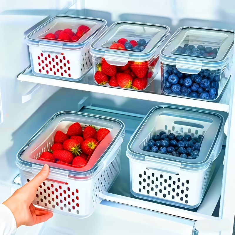 Food Storage Prep Containers - 4 ชิ้น/ชุด กล่องเก็บอาหารป้องกันการรั่วซึม-กล่องเตรียมอาหารแบบซ้อนได้-เหมาะสำหรับผลไม้ ผัก เนื้อสัตว์ และธัญพืช