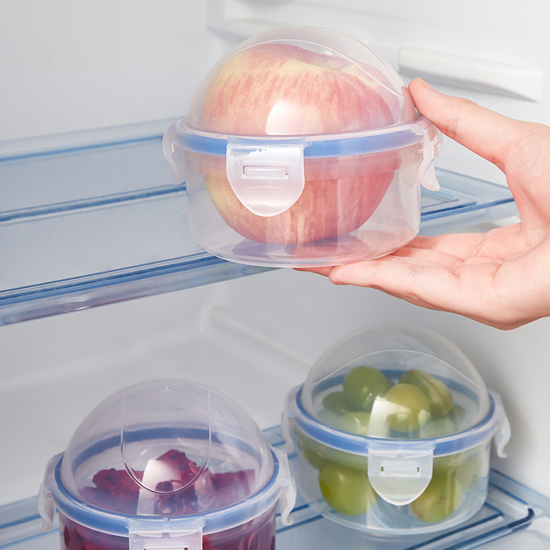 Food Storage Prep Containers - กล่องเก็บอาหารทรงแอปเปิ้ลขนาดเล็กแบบพกพา กล่องใส่ผลไม้และของว่างทรงกลมพร้อมหูจับ ของขวัญที่ใช้งานได้จริงสำหรับครัว ตู้เย็น และการเตรียมอาหารกลางวัน