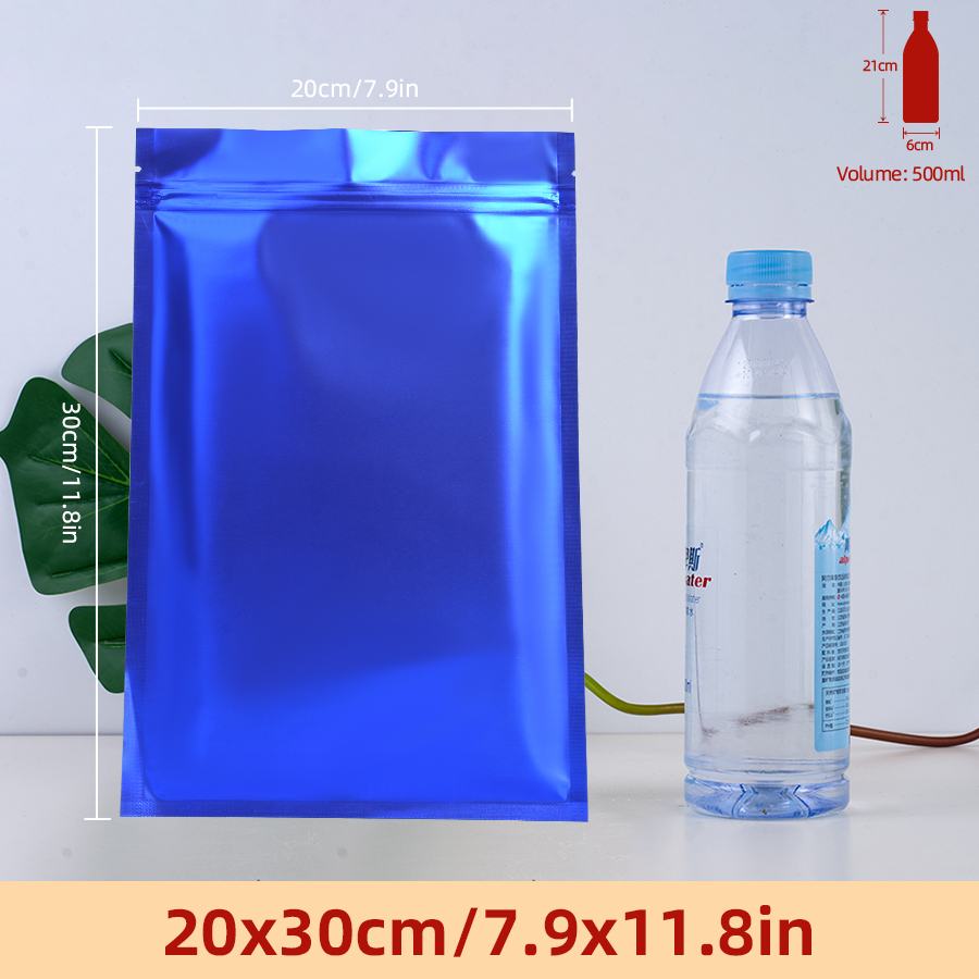 Food Storage Zipper - 100 ชิ้น ถุงซิปฟอยล์สีน้ำเงินด้าน, ถุงเก็บของแบบใช้ซ้ำได้สำหรับขนมโฮมเมด, อาหารประจำวันแบบต่างๆ แพ็คสินค้าชิ้นเล็ก
