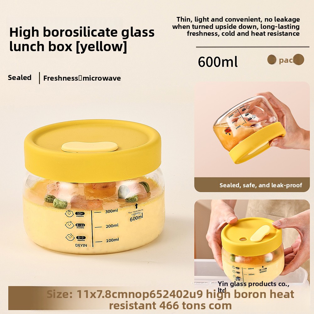 Food Storage Lunch Box - ภาชนะเก็บอาหารแก้ว Airtight Leakproof ชามอาหารกล่องอาหารกลางวัน Bento เตาอบไมโครเวฟเครื่องล้างจานปลอดภัยบรรจุอาหารกลางวัน