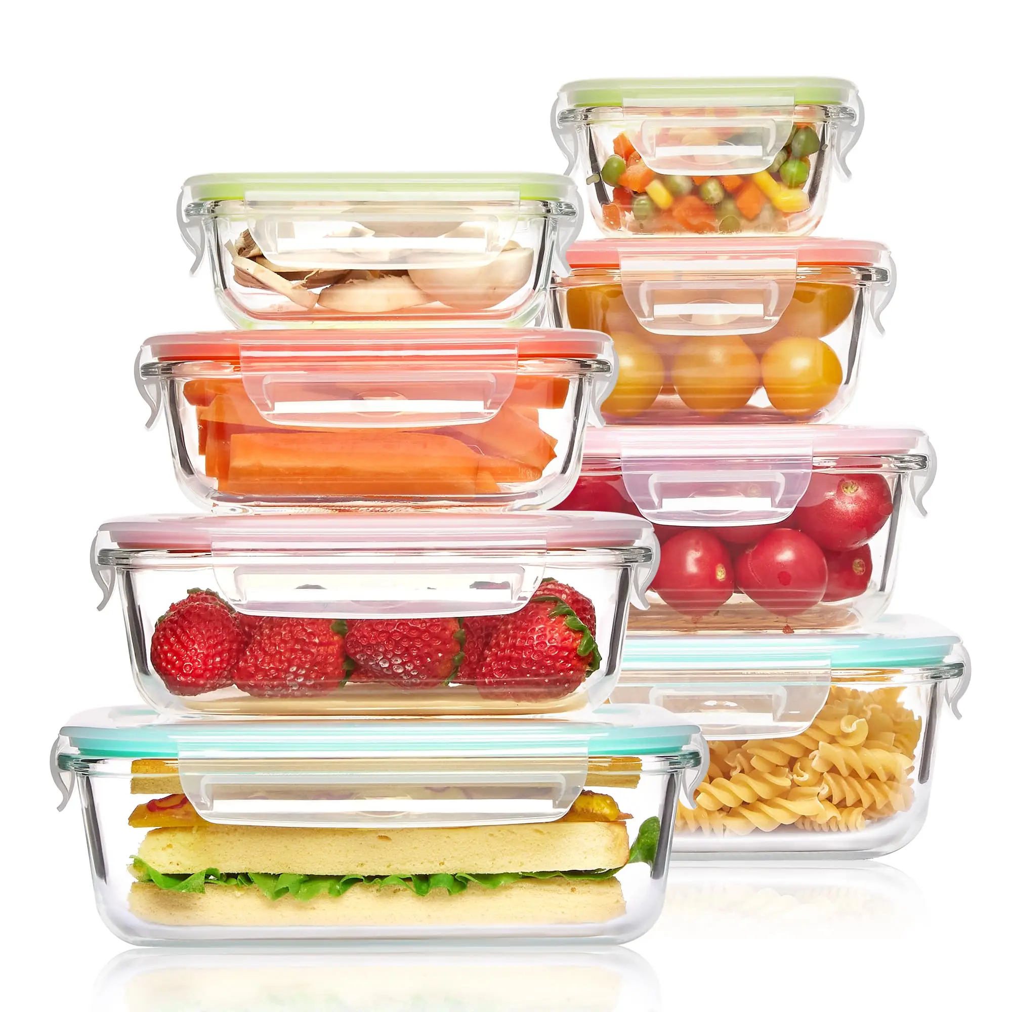 Food Storage Prep Containers - กล่องข้าวแก้วภาชนะเก็บอาหาร, อุปกรณ์เตรียมอาหาร, กล่องเบนโตะสุญญากาศ, สําหรับไมโครเวฟ, เตาอบ, ตู้แช่แข็งและเครื่องล้างจาน,