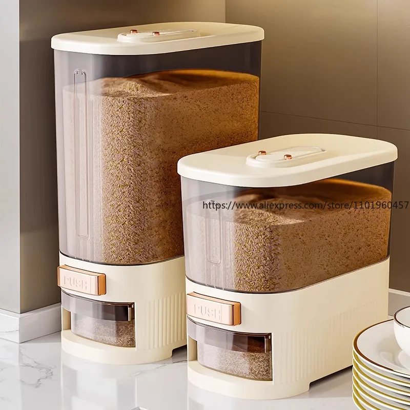 Food Storage Acrylic Containers - ภาชนะเก็บข้าวสารเกรดอาหาร ถังเก็บข้าวสารกันอากาศเข้า สำหรับใช้ในบ้าน ป้องกันแมลงและความชื้น พร้อมที่จ่ายซีเรียล