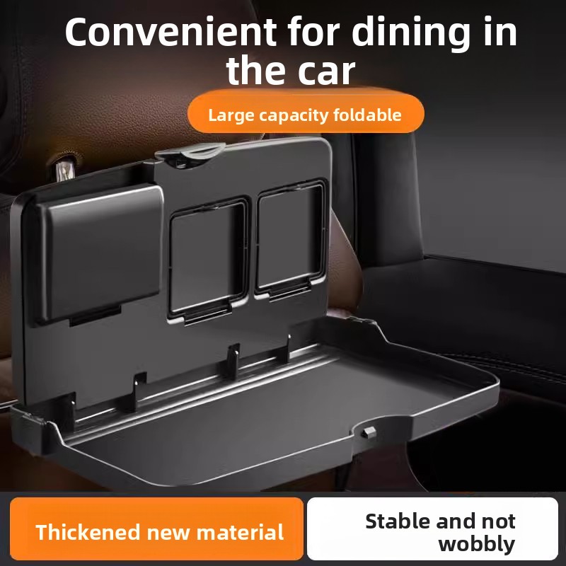 Food Storage Table - โต๊ะรับประทานอาหารแบบพับได้สำหรับเบาะหลังรถยนต์ - ถาดอาหารในรถยนต์ขนาดใหญ่พร้อมที่วางแก้ว วัสดุหนา แข็งแรง อุปกรณ์เสริมในรถยนต์