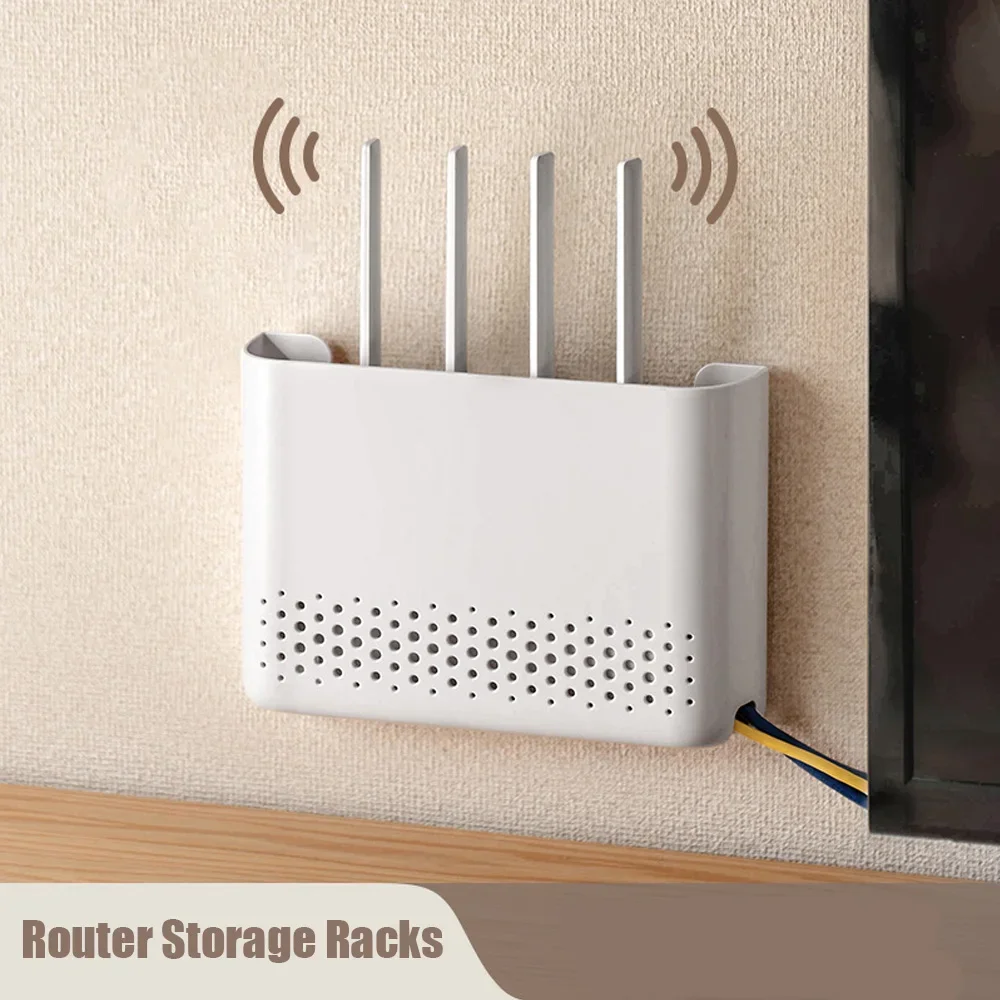 Food Storage And Organizer - กล่องเก็บเราเตอร์ ชั้นวางของ ติดผนังแบบไม่ต้องเจาะ ที่จัดระเบียบห้องนั่งเล่น ที่ซ่อนเราเตอร์ WiFi