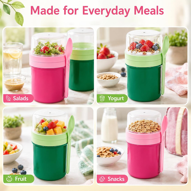 ถ้วยใส่โอ๊ตมีลแบบพกพาสองชั้น ป - Food Storage Warehouse บทวิจารณ์และราคา
