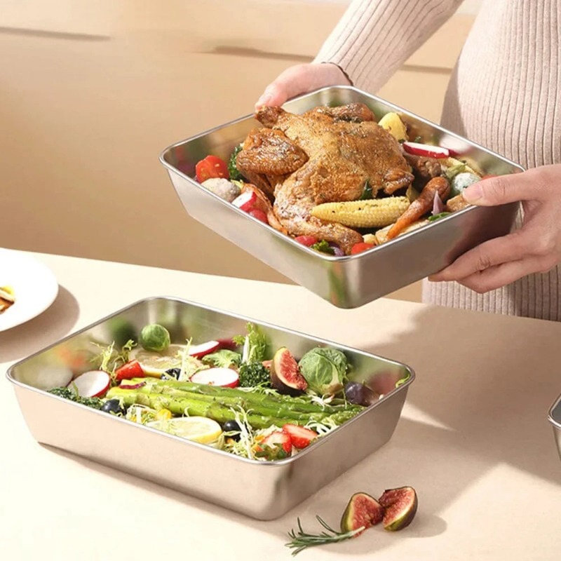หนาสแควร์แผ่นสแตนเลสสี่เหลี่ยม - Food Storage Lunch Box บทวิจารณ์และราคา