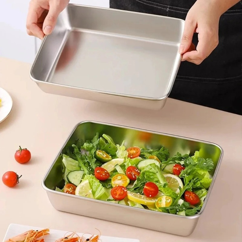 หนาสแควร์แผ่นสแตนเลสสี่เหลี่ยม - Food Storage Lunch Box บทวิจารณ์และราคา