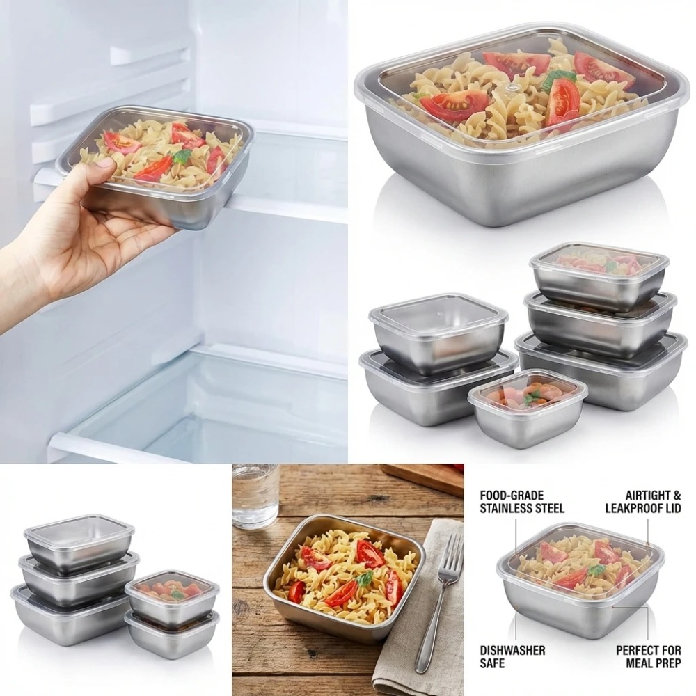 ชุดกล่องเก็บอาหารสแตนเลส 6 ชิ้ - Food Storage Lunch Box บทวิจารณ์และราคา