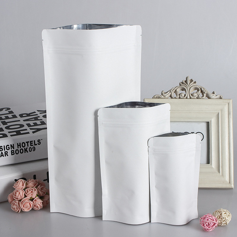 ถุงซิปล็อคกระดาษสีขาวแบบตั้งได - Food Storage Bags Zip Lock Pouch บทวิจารณ์และราคา
