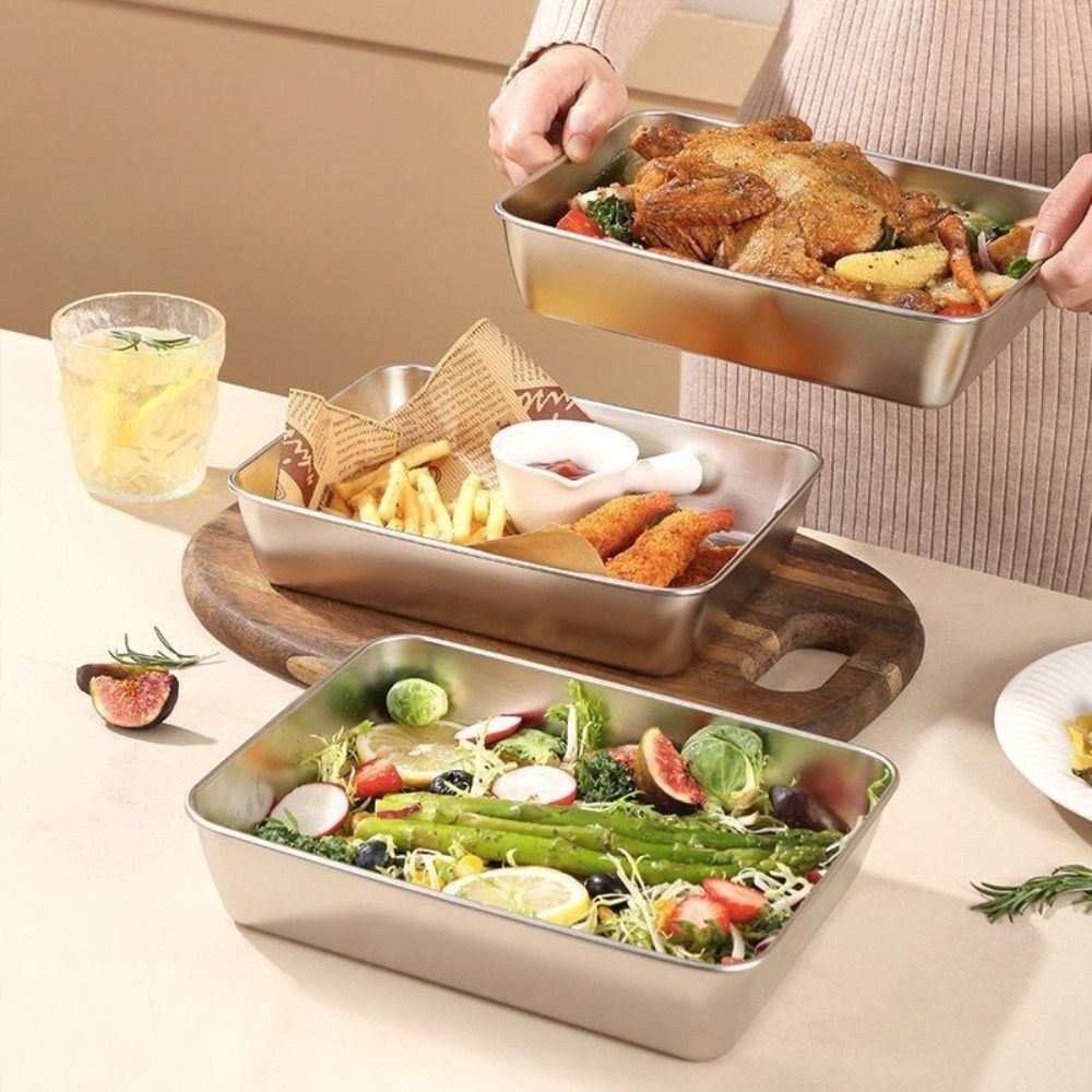 ถาดเสิร์ฟสแตนเลสเกรดอาหารพร้อม - Food Storage Warehouse บทวิจารณ์และราคา