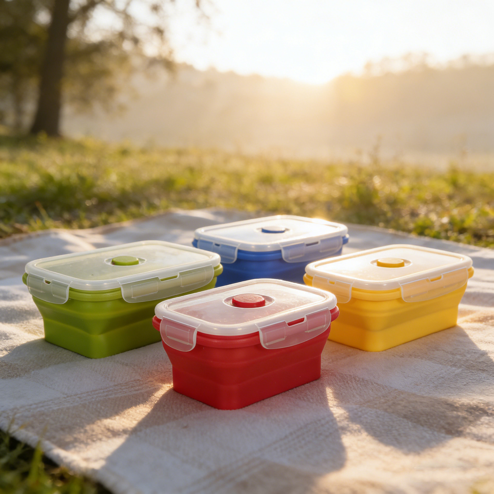 กล่องอาหารซิลิโคนพับได้ 4 ชิ้น - Food Storage Lunch Box บทวิจารณ์และราคา
