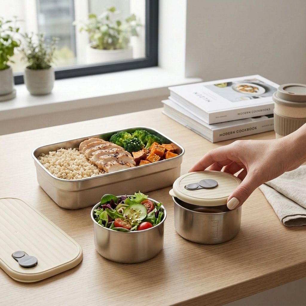 กล่องอาหารสแตนเลส 304 สำหรับไม - Food Storage Prep Containers บทวิจารณ์และราคา