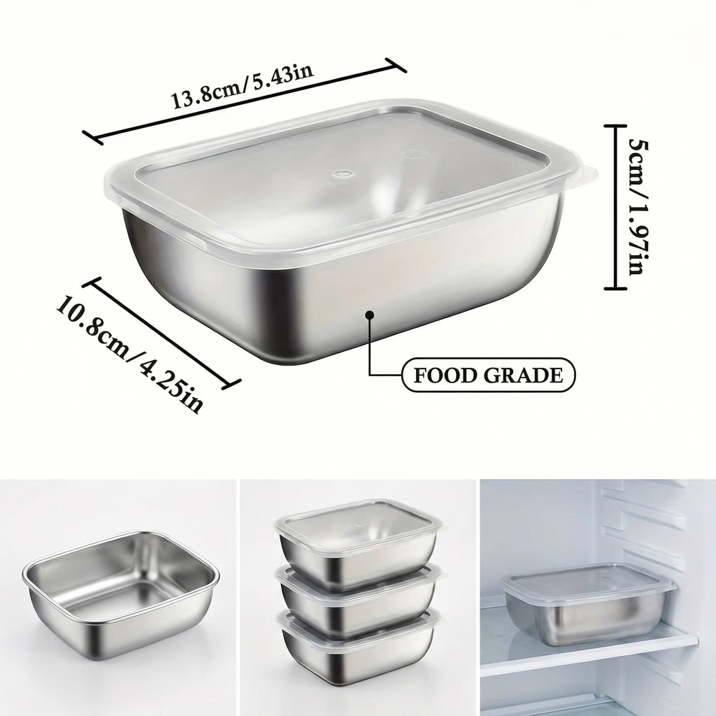 กล่องเก็บอาหารสแตนเลส 5 ชิ้น แ - Food Storage Prep Containers บทวิจารณ์และราคา