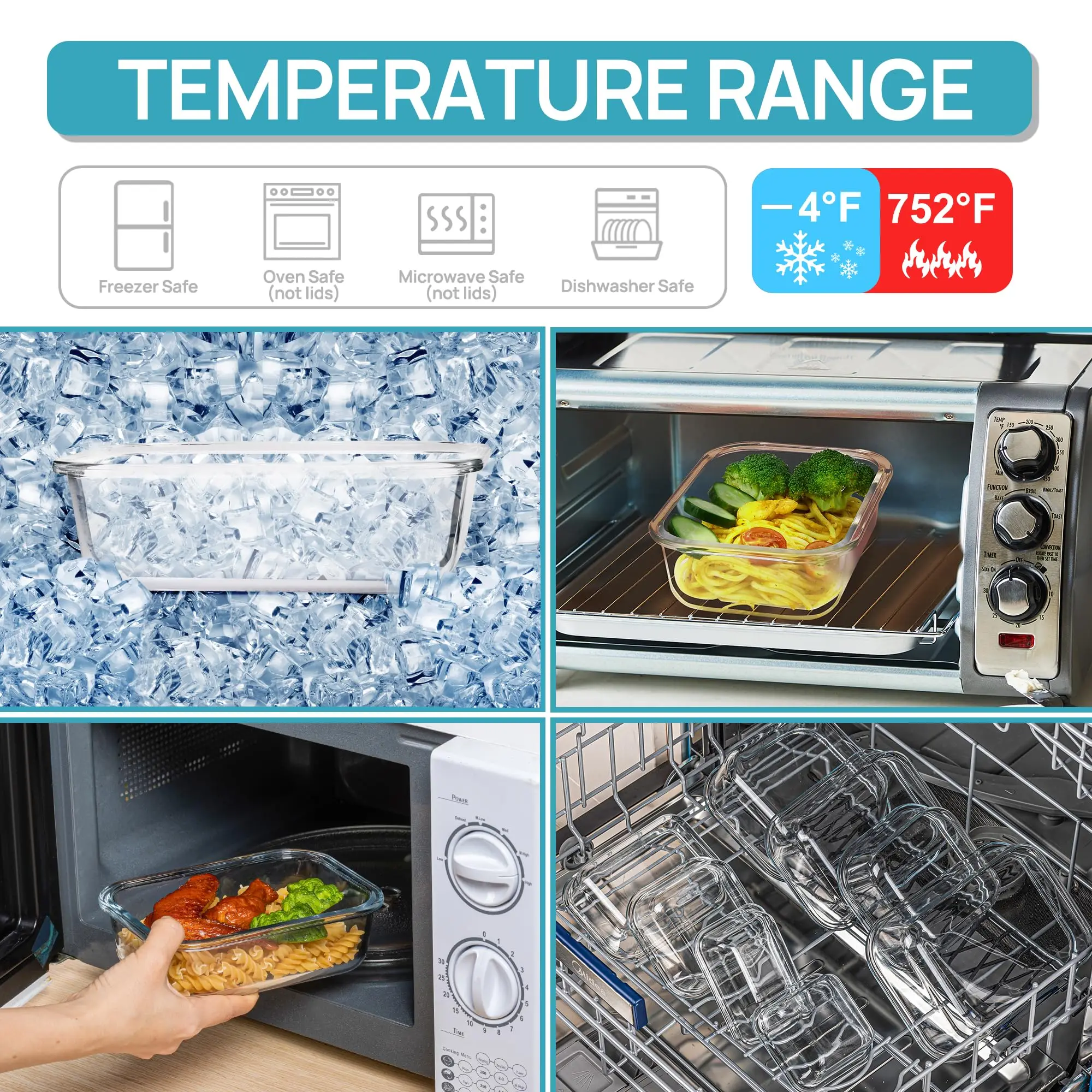 กล่องข้าวแก้วภาชนะเก็บอาหาร, อ - Food Storage Prep Containers บทวิจารณ์และราคา